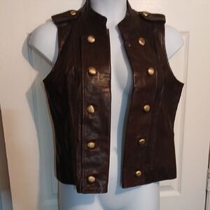 Michael Kors Dark Brown Leather Vest. Sz. Large
